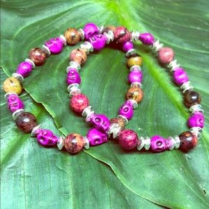 🔥2 African Jasper/sugar 💀 stackable bracelets 🔥